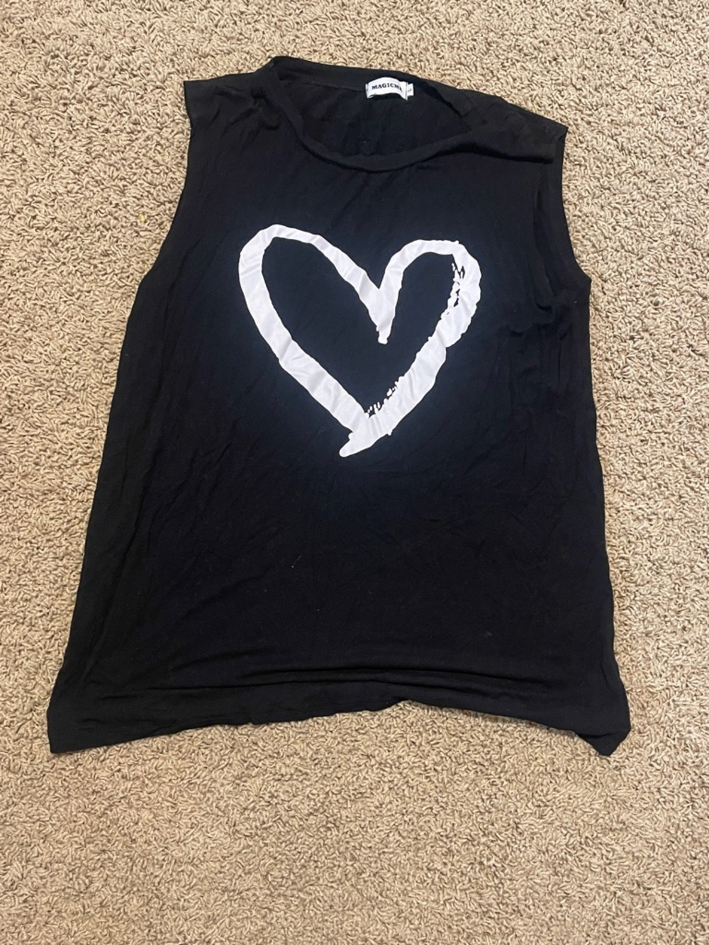 Black Heart Graphic Muscle Tank Top - Womens